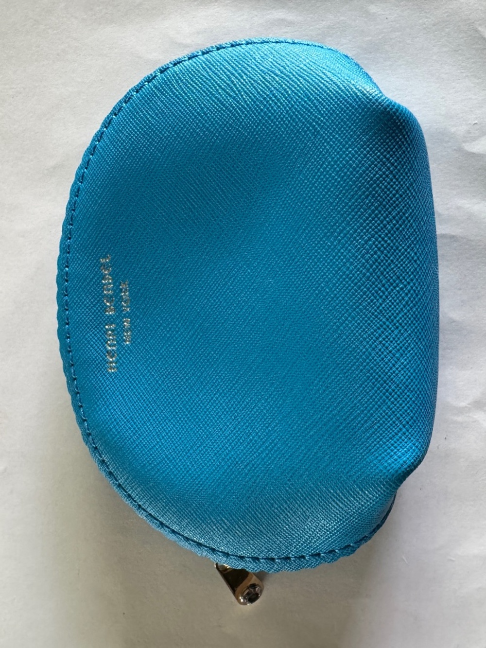 Henri Bendel Canary Blue Textured Leather Small Cosmetic Makeup Bag - $55